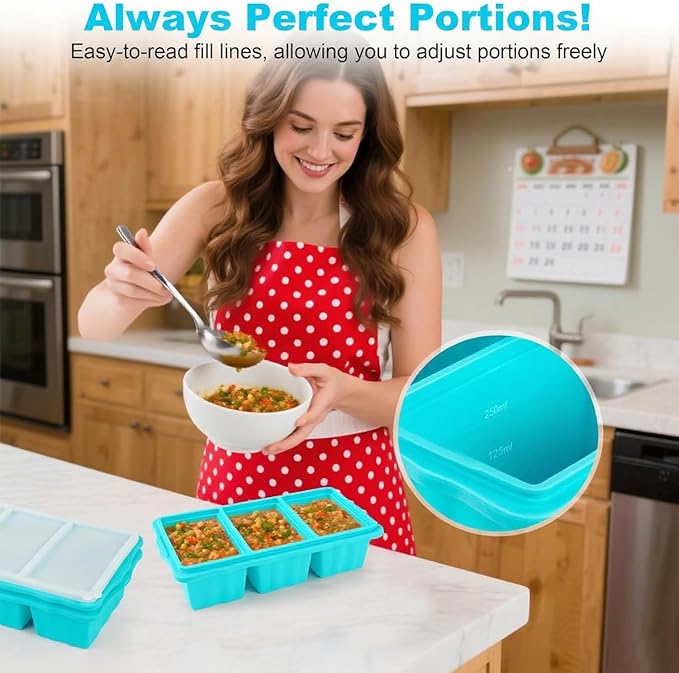 2 Pack Silicone Freezer Molds With Lids,1.5 Cup Silicone Freezer Tray With Lids for Easy Meal Prep Container and Kitchen Storage Solution Perfect for Storing Soup, Sauces, Leftovers and More