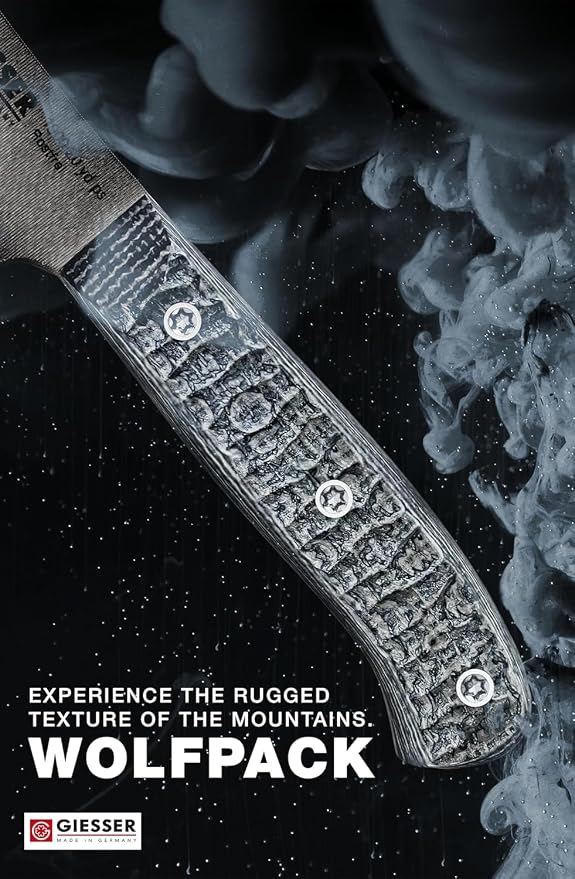 Giesser since 1776, PremiumCut, The Wolfpack, German Chefs Knife 8 inch - Rock n Chop Knife, BBQ boys knife, Chopping knife for meat and vegetables