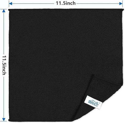 HOMEXCEL Black Microfiber Cleaning Cloth 400 Pack, Microfiber Towel for Cars, Lint Free, Scratch-Free, Highly Absorbent, and Cleaning Rags for House, Window and Glass, Cars, TV Screen 11.5 X11.5 inch