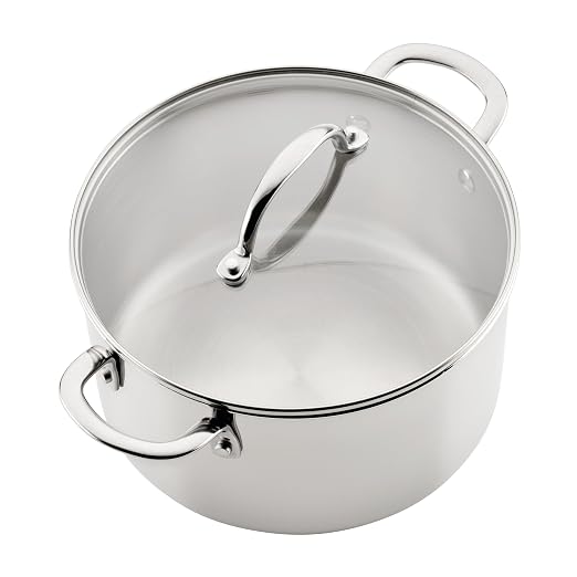 Farberware Millennium Stainless Steel Pots and Pans with Lids, Induction Ready, Compatible with All Cooktops, Metal Utensil Safe, 10 Piece Cookware Set, Dishwasher Safe - Stainless Steel