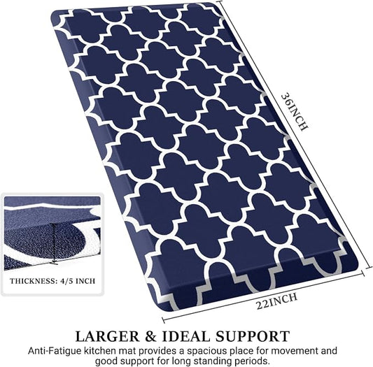 WISELIFE Anti Fatigue Floor Mat - 4/5 Inch Thick Kitchen Mat Non Slip Waterproof Heavy Duty Ergonomic Comfort Mat Durable for Home, Office, Sink, Laundry,(22" x 36", Blue)