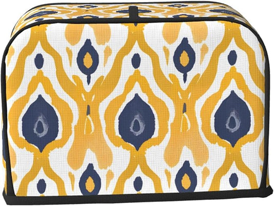 Ethnic Yellow Geometric 2 Slice Toaster Cover Wide Slot Dustproof Bread Maker Cover Fingerprint Protection Kitchen Appliance Cover Toaster Bag