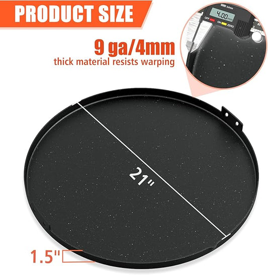 KEESHA 21.5'' Round Premium Nonstick Carbon Steel Griddle with 2 Handles for Recteq Pellet RT-B380 Bullseye Wood Pellet Grill, Thickened and Taller Edges, Food Grade Coating-No PFOA