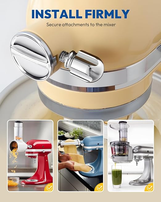 Attachment Knob Thumb Screw fit for Kitchen Aid Mixers, Upgraded 6061 Aluminum 1.65‘’ Long Screw Head Knob Replacement Parts, Replaces 9709194, 4162142, 240374 etc, Chrome