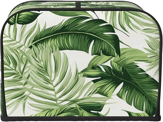 Botanical Tropical Leaf 4 Slice Toaster Cover, Dustproof, Waterproof, Polyester, Green