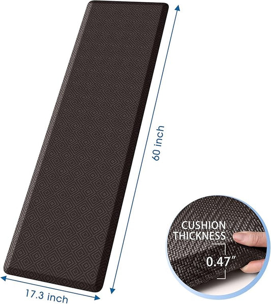 Mattitude Kitchen Mat Cushioned Anti-Fatigue Floor Mat Water Resistant Non-Slip Mats and Rugs Standing and Comfort Desk Mats for House Sink Office Laundry (Chocolate, 17.3"x60")