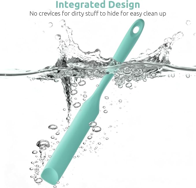 U-Taste Silicone Jar Spatula for Sourdough Starter: Long Skinny Food-Grade Jam Spreader, Sturdy Stirring Stick Bowl Scraper with Flexible Spoon Tip, Mixing Icing Tool, Peanut Butter Knife (Aqua Sky)