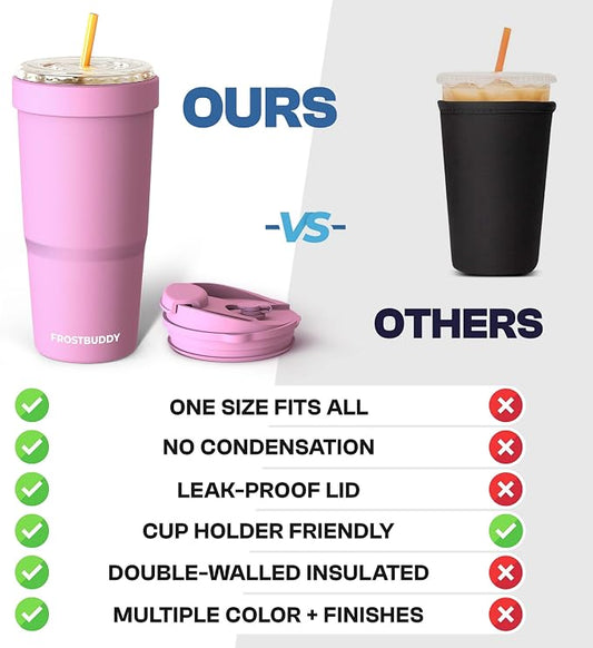 Frost Buddy Togo Buddy 30 oz Stainless Steel Vacuum Insulated Tumbler To Go Coffee Cup – Iced Coffee Cups, Iced Coffee Sleeve, Travel Mug, Thermal Cup for Hot & Cold Drinks, Dunkin Cup (Dark Night)