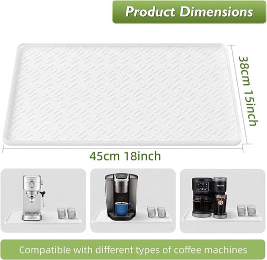 Silicone Coffee Mat with Raised Edges 17.7'' x 14.9'' – Waterproof Countertop Mat, Coffee Maker Pad, Espresso Machine Mat, Heat Resistant Dish Drying Mat