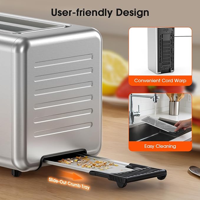 4-Slice Smart Toaster, Extra-Wide Slots for Thick Bagels & Artisan Bread, 1400W Rapid Heating, 6 Browning Levels + 5 Presets, MemoryIQ, Pro Bagel Mode