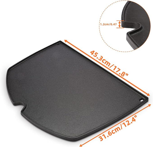 For Weber Q Griddle, 6506 Cast Iron Griddle for weber Q300 Q320 Q3000 Q3100 Q3200 Series Gas Grills Parts, Grill Griddle Insert for 57060001 586002 426001 56010049 404341, 17.8" x 12.4"