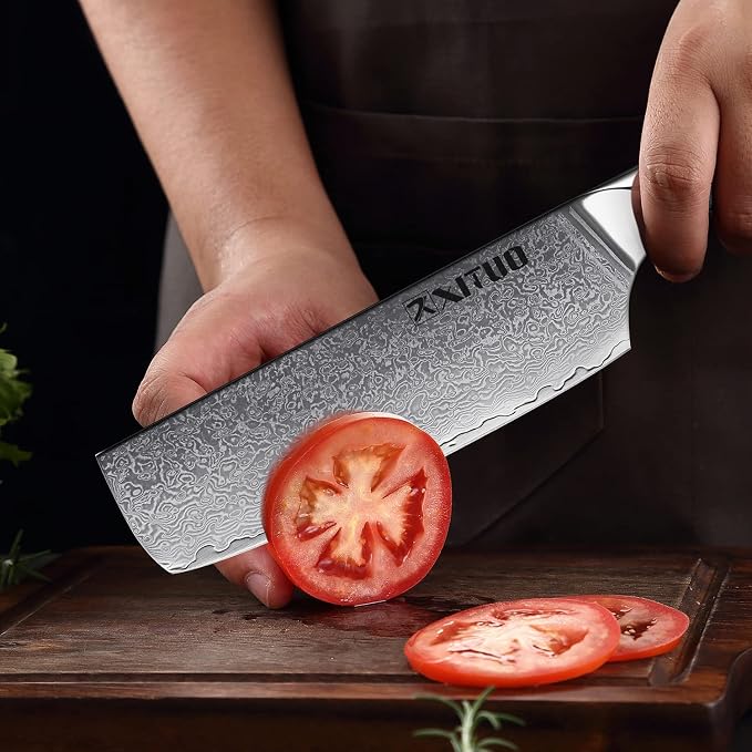 XITUO 7-Inch Nakiri Knife, Japanese VG-10 Damascus Steel (67 Layers), Razor Sharp Asian Vegetable & Meat Chopper, Ergonomic Abalone Shell Handle, Chef Knife with Gift Box