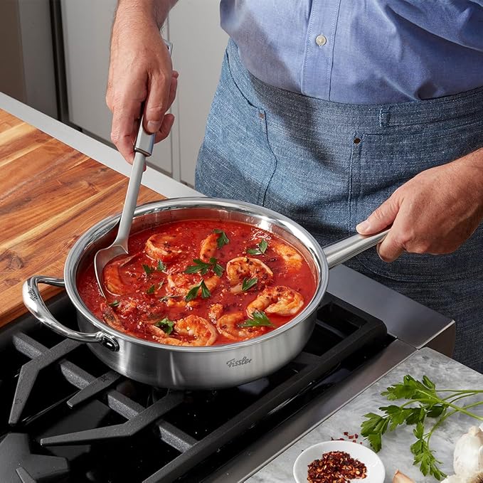 Fissler M5 Pro-Ply Stainless Steel 5 Piece Cookware Set, Made in Germany, Compatible with Induction, Gas, Electric Cooktops, 5-Ply Clad, Oven Safe up to 450°F