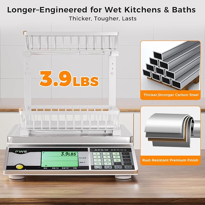 Under Sink Organizer,2 Pack Under Kitchen Sink Organizer,2 Tier Sliding-Out,5 Level Height Adjustable,Thickened Carbon Steel,Anti-Rust Treatment,for Kitchen Bathroom Black
