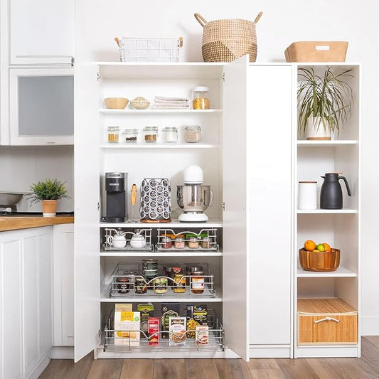 HOLDN’ STORAGE Pull Out Cabinet Organizer, Slide Out Drawer for Kitchen Cabinets & Pantry, Roll Out Shelf for Pots, Pans & Under Sink Storage, Heavy-Duty Full-Extension, 14"W x 21"D x 5"H