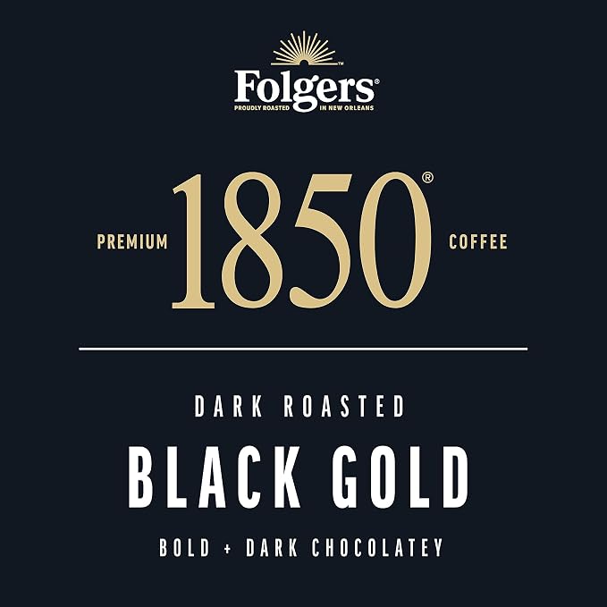 1850 Black Gold Dark Roast Ground Coffee, 12 oz