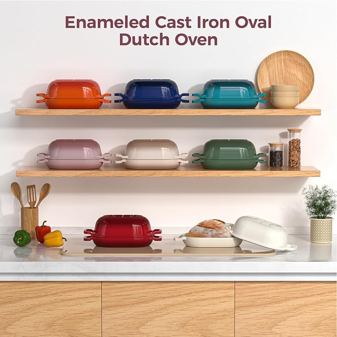 Enameled Cast Iron Sourdough Bread Oven, Wildone 5.5QT Cast Iron Dutch Oven for Homemade Bread Baking, Bread Pan with Lid & Cotton Potholders, Pink