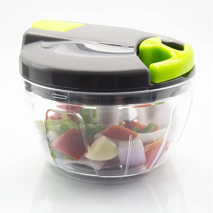 Multi-Function Manual Food Chopper & Processors with Handle and Cover,Vegetable Chopper Shredder,Garlic Press,Suitable for Onions Garlic Peppers Carrots Gingers Fruits,Ideal Gift for Kitchen(Green)