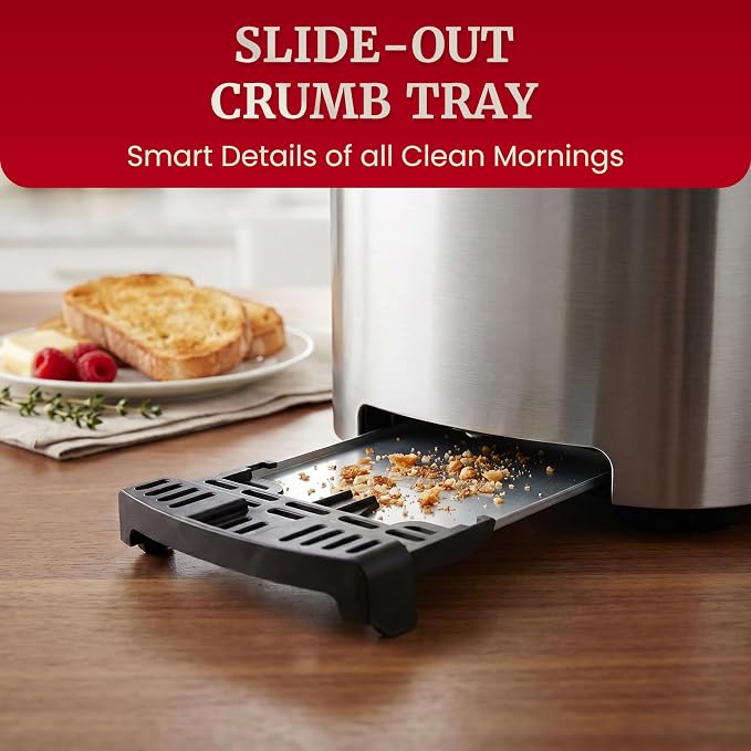 Elite Gourmet ECT2470 2-Slice Automatic Motorized Toaster, No-Lever Digital Touchscreen, Extra-Wide Slots, 6 Browning Levels, Bagel/Defrost/Reheat, Stainless Steel