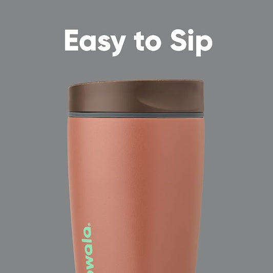 Owala SmoothSip Slider Insulated Stainless Steel Coffee Tumbler, Reusable Iced Coffee Cup, Hot Coffee Travel Mug, BPA Free 12 oz, Grey/Brown (Cozy Cocoa) (Pack of 8)