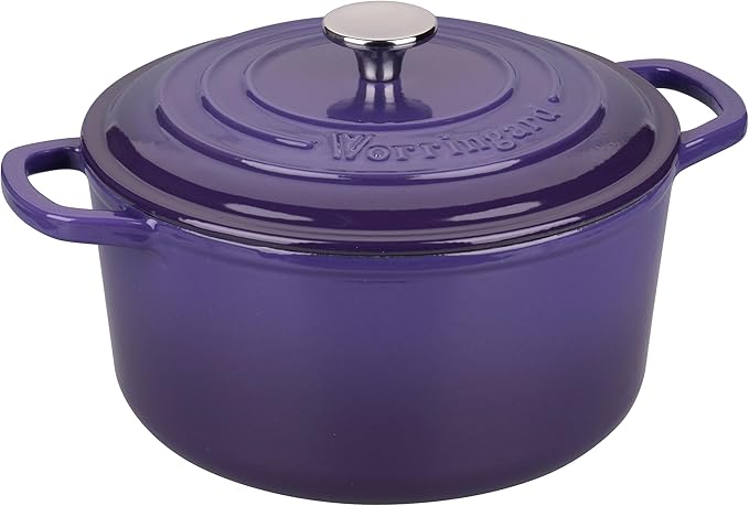 VORRINGARD Enameled Cast Iron Dutch Oven Pot with Lid, for Sourdough Bread Baking, Round Dutch Ovens, 6 Quart, Purple