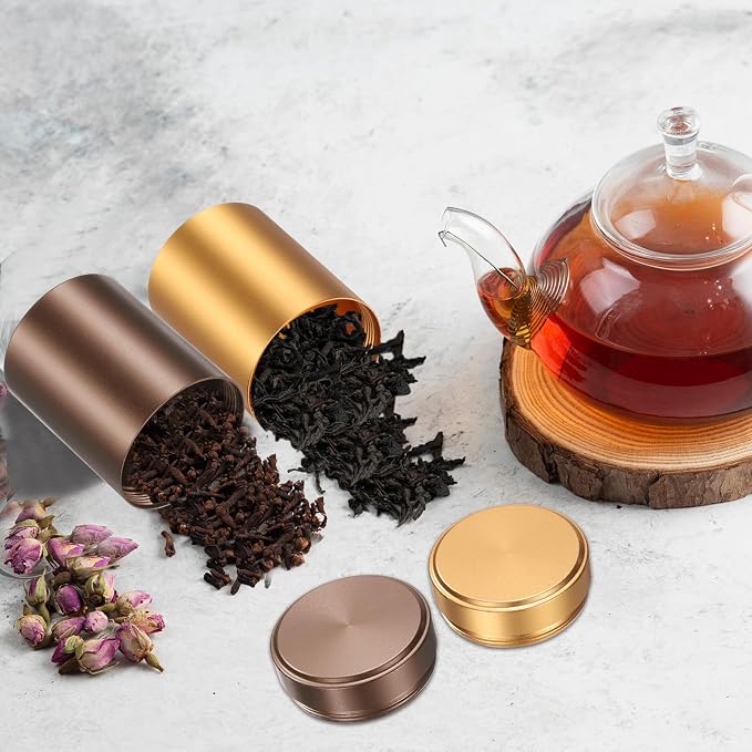 uxcell 3pcs Portable Storage Jar, Multipurpose Airtight Container Bottle Mini Smell Proof Metal Round Tins with Lid for Spices Coffee Tea Candy, Coffee