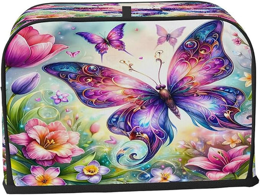 Toaster Cover 2 Slice Wide Slot Spring Flower ButterflyBread Toaster Oven Dustproof Cover Small Appliance Kitchen Covers Dust and Fingerprint Protection for Women Gift 2 Slice