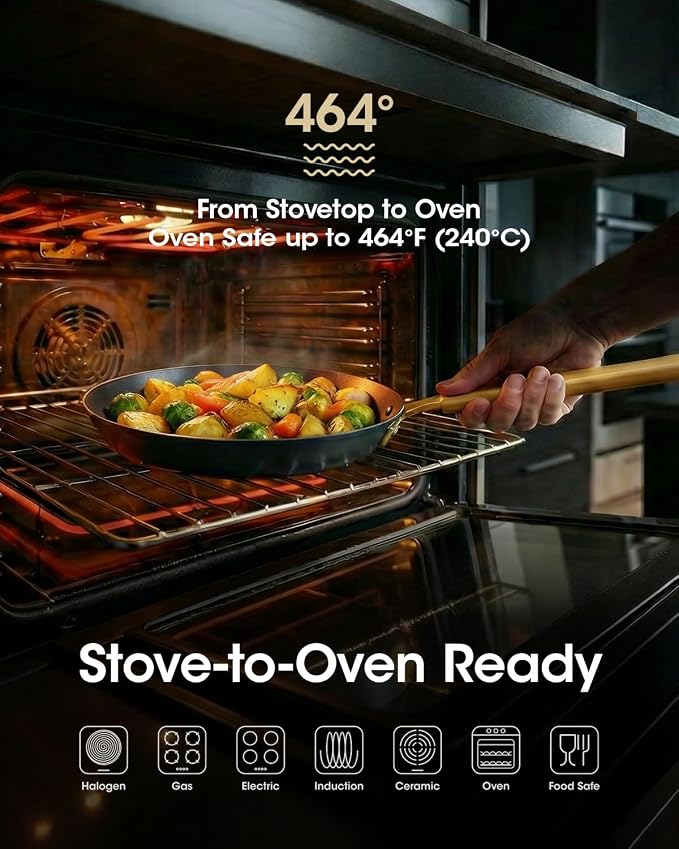 Carbon Steel Frying Pan 8 Inch, Nitrided Carbon Steel Breakfast Skillet, Preseasoned Rust Resistant Cookware, Induction & Oven Safe