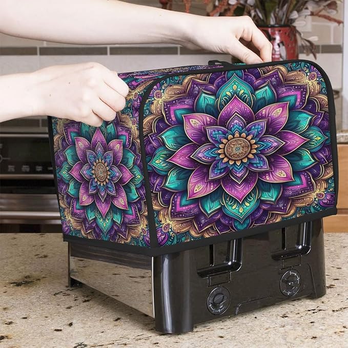 Toaster Cover 2 Slice Wide Slot Bohemia Boho PurpleBread Toaster Oven Dustproof Cover Small Appliance Kitchen Covers Dust and Fingerprint Protection for Women Gift 2 Slice