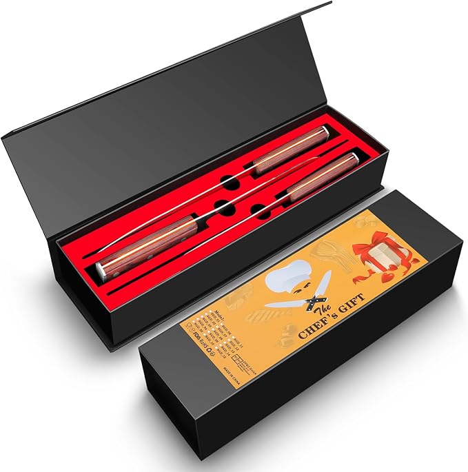 COOKLET'S Chef Knife Set, 3PCS Professional Japanese VG10 Damascus Steel Kitchen Knife Set Chefs Knife, Paring knife, Santoku Knives, G10 Handle, Super Sharp Cooking Knife Set for Home with Gift Box