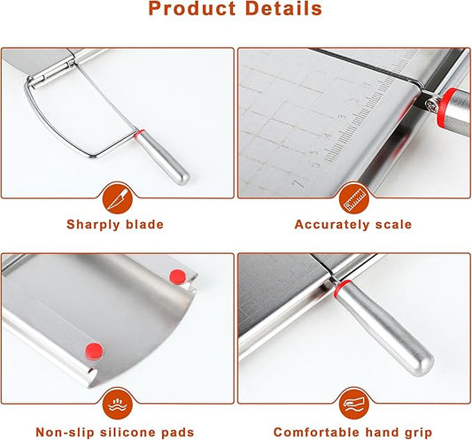Cheese Slicer with 2 PCS Knife, Multipurpose Cheese Cutter Stainless Steel Cheese Slicers with 2 PCS Cheese Knives Set