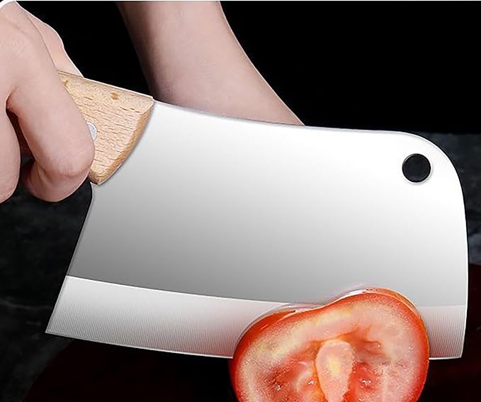 Small Professional Cleaver Chef Knife, High Strength Stainless Steel 5.8 Inch Sharp Kitchen Blade with Wooden Handle (black)