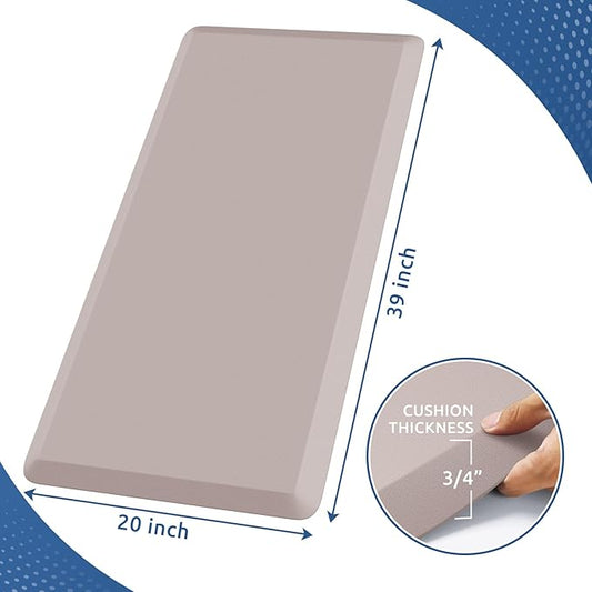 KitchenClouds Kitchen Mat Cushioned Anti Fatigue Rug 20"x39" Water Resistant, Non Slip, Standing and Comfort Desk/Floor Mats for House Sink Office (Khaki)