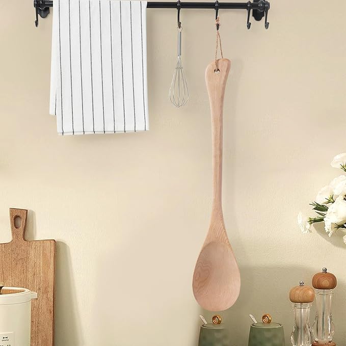 Wooden Cooking Spoon Extra Large Wooden Spoons for Cooking, Lengthened Wood Spoon Cooking Mixing for More Protection Spoon Wooden Cooking Utensils for Nonstick Cookware Hard maple wood