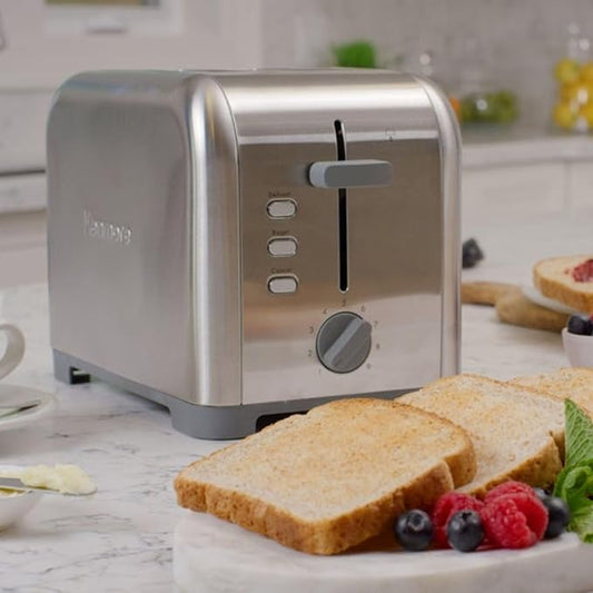 Kenmore 2-Slice Toaster, Stainless Steel, Extra Wide Slots, Bagel and Defrost Functions, 9 Browning Levels, Removable Crumb Tray, for Bread, Toast, English Muffin, Toaster Strudel