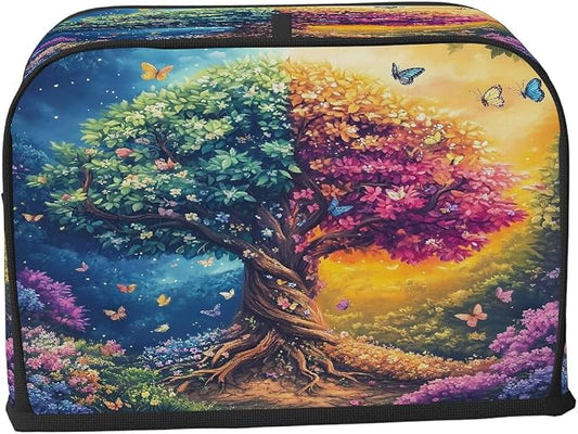 2 Slice Beautiful Tree Of Life Toaster Cover Waterproof Dust Fingerprint Bread Machine Cover Washable Kitchen Appliance Protector For Home Kitchen Bakeware Table Decor Women Gifts