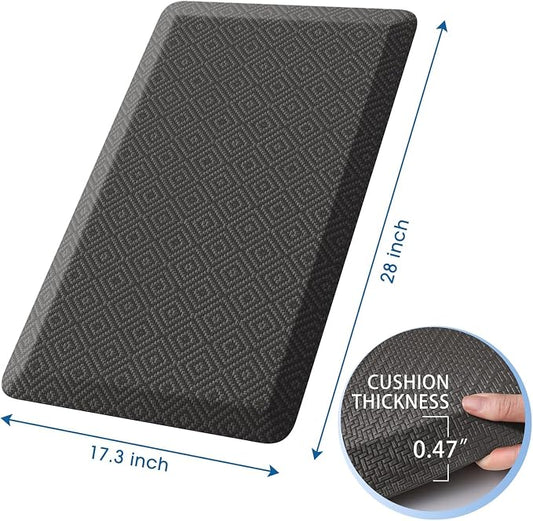 Mattitude Kitchen Mat Cushioned Anti-Fatigue Floor Mat Water Resistant Non-Slip Mats and Rugs Standing and Comfort Desk Mats for House Sink Office Laundry (Dark Grey, 17.3"x28")