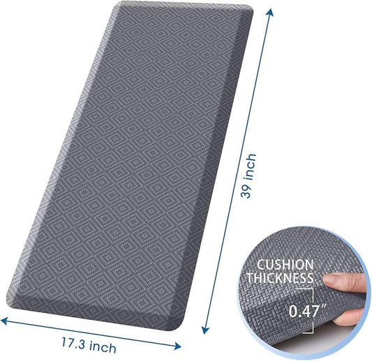 Mattitude Kitchen Mat Cushioned Anti-Fatigue Floor Mat Water Resistant Non-Slip Mats and Rugs Standing and Comfort Desk Mats for House Sink Office Laundry (Light Grey, 17.3"x39")