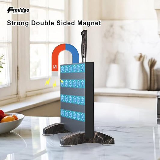 Magnetic Knife Holder Stand,Black Stainless Steel Magnetic Knife Block Without Knives,Powerful Magnet Knife Rack Strip For Kitchen Counter
