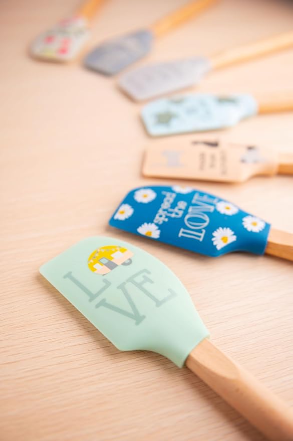 Karma, Silicone Spatula with Wood Handle Heat Resistant, Baking, cooking and Mixing Spatulas, Modern Farmhouse Kitchen Décor, Gift for Chef, Cooks, Housewarming Gift, Mushroom