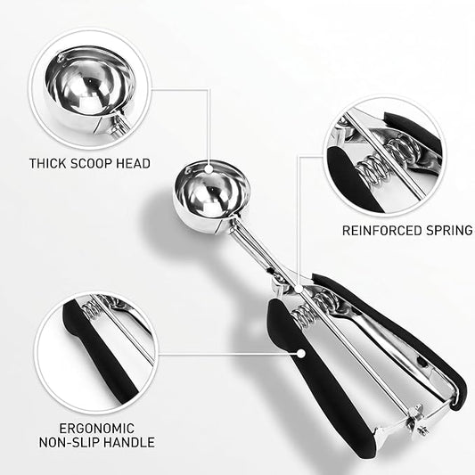 Ice Cream Scoop, 18/8 Stainless Steel Cookie Scoop for Baking, 2.6 Tbsp/42ml/1.4 oz Dough Scoop With Trigger Release - Cupcake and Ice Cream Scooper