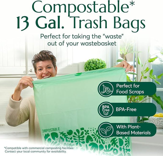 Cleanomic Food Storage Bags (4 Sizes), 13 Gallon Trash Bag, Earthwash Detergent Sheets, and Earthfresh Softener Sheets Bundle