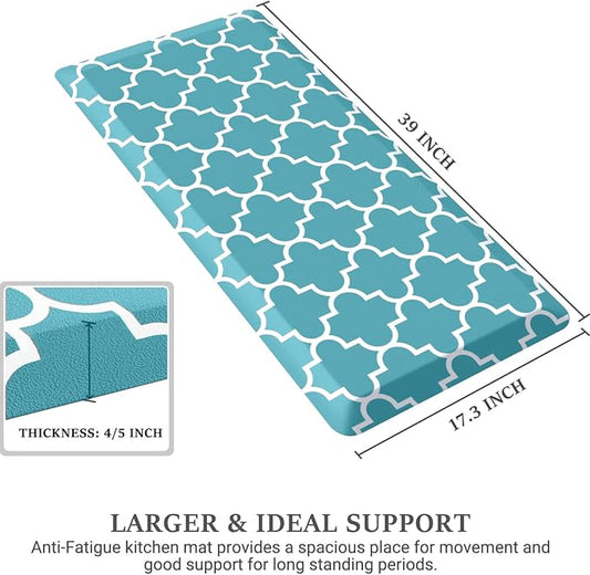 WISELIFE Anti Fatigue Floor Mat - 4/5 Inch Kitchen Mat Non Slip Waterproof Heavy Duty Ergonomic Comfort Mat Durable for Home, Office, Sink, Laundry,(17.3" x 39", Green)