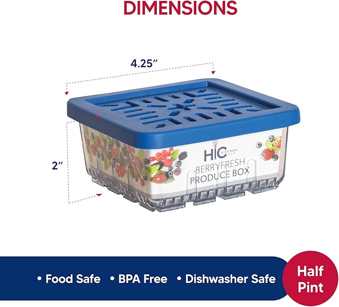 HIC Kitchen BerryFresh Half Pint Produce Box, Blue