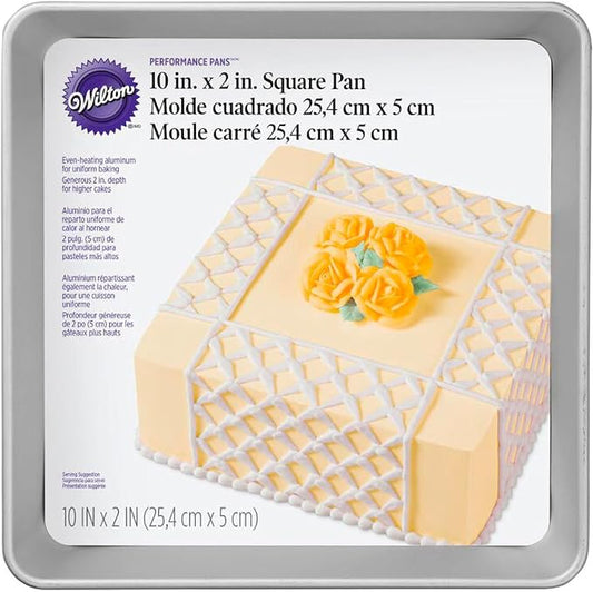 Wilton Aluminum 12x2 Inch Square Cake And Brownie Pan, Made With Natural Anodized Aluminum, Made Without PFAS, Bakeware Optimal For Even Heating