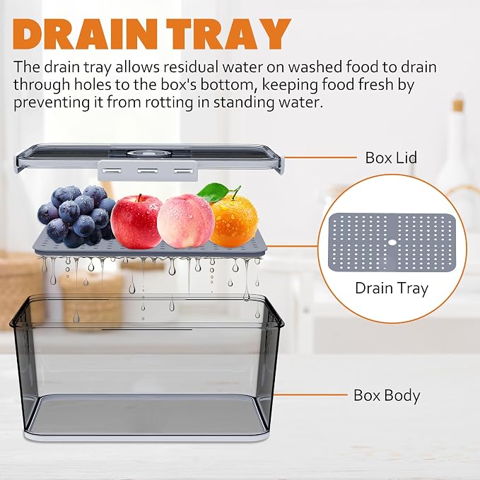 Honbuty 2PCS Bread Boxes,Bread Box for Kitchen Counter Airtight,Time Recording Bread Storage Container with Lid, Bread Keeper for Homemade Bread, Toast, Bagel, Donut and Cookies (Grey)