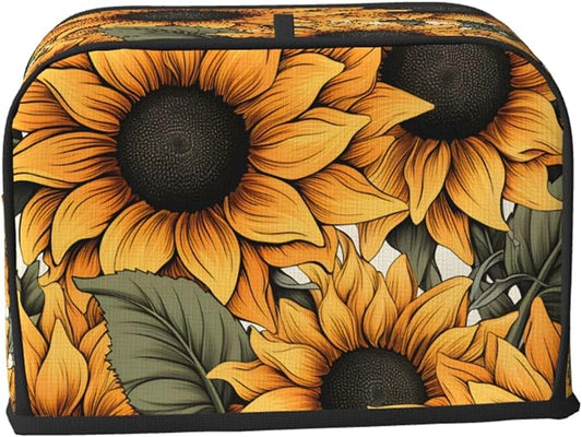 Sunflower Pattern 2 Slice Toaster Cover Wide Slot Dustproof Bread Maker Cover Fingerprint Protection Kitchen Appliance Cover Toaster Bag