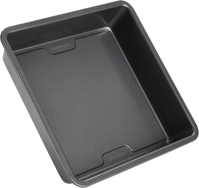 GoodCook PRO Square Cake Pan Nonstick Warp & Scratch-Resistant Dishwasher-Safe Carbon Steel Construction for Even Baking Oven Safe to 480°F, 9 x 9-Inch, Gray