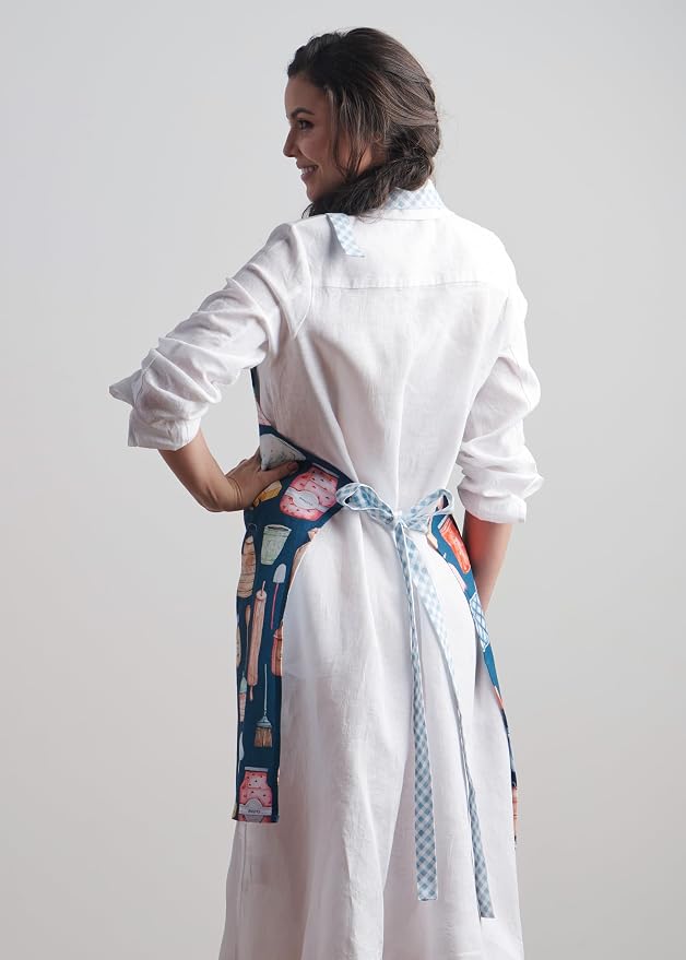 Maison d' Hermine 100% Cotton Apron for women with Pocket Kitchen Chef Apron for Men Cooking Spring Summer