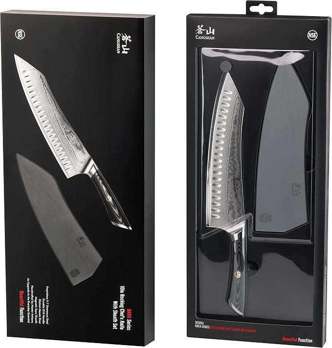 Cangshan NAKA Series X-7 Steel Forged Rocking Chef's Knife with Sheath (10-Inch)